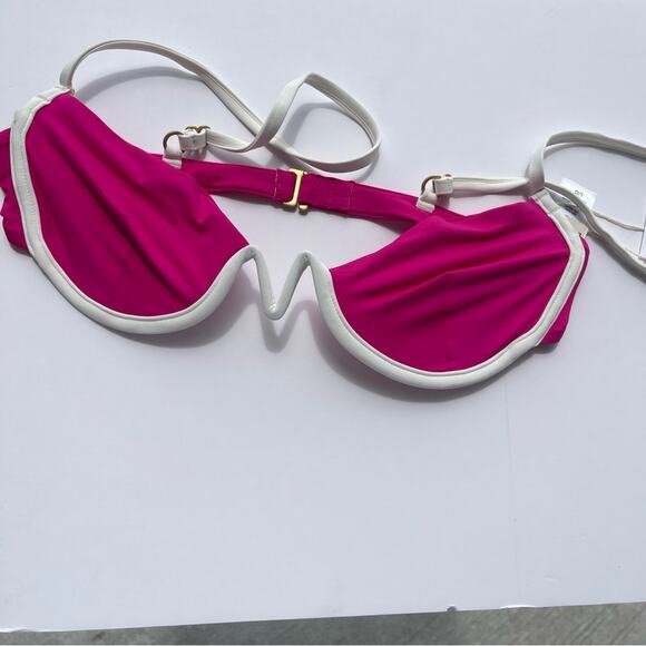 L*Space Nico Bikini Top Swim Pink White - Picture 13 of 14